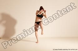 Underwear Martial art Woman White Moving poses Average long brown Dynamic poses Academic